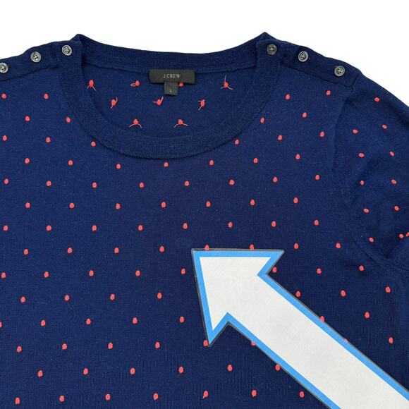 J.CREW Blue & Pink Swiss Dot Crew Neck Sweater Size Large Womens - Picture 10 of 10